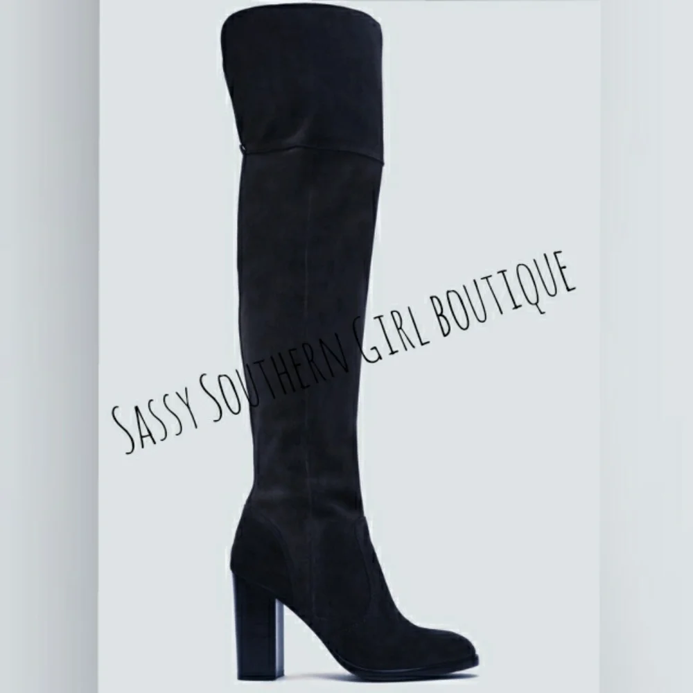 🆕⭐FRYE Over the Knee black suede leather boots